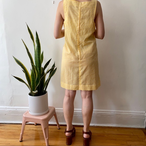 Vintage 70’s yellow gingham apron dress Small - Picture 2 of 3